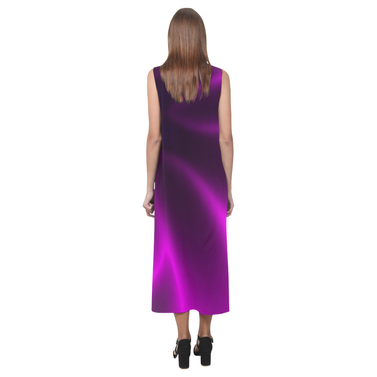 Purple Blossom Phaedra Sleeveless Open Fork Long Dress (Model D08)