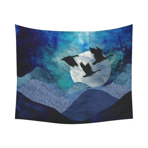 Night In The Mountains Cotton Linen Wall Tapestry 60"x 51"