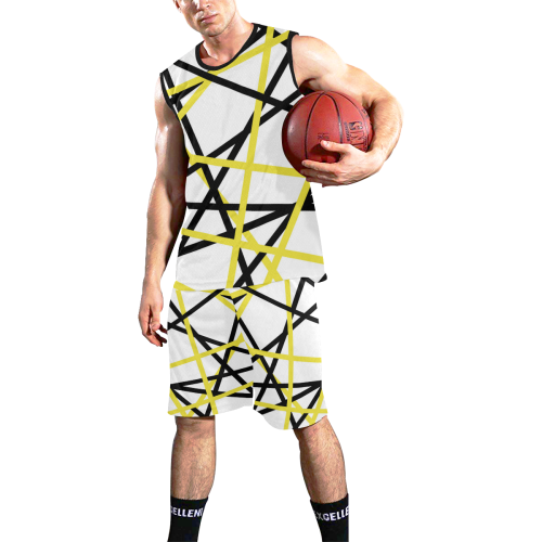 Black and yellow stripes All Over Print Basketball Uniform