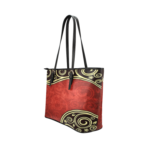 Abstract Vintage Floral 1 Leather Tote Bag/Small (Model 1651)