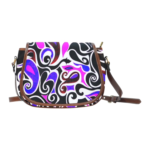 retro swirl bold colors Saddle Bag/Large (Model 1649)