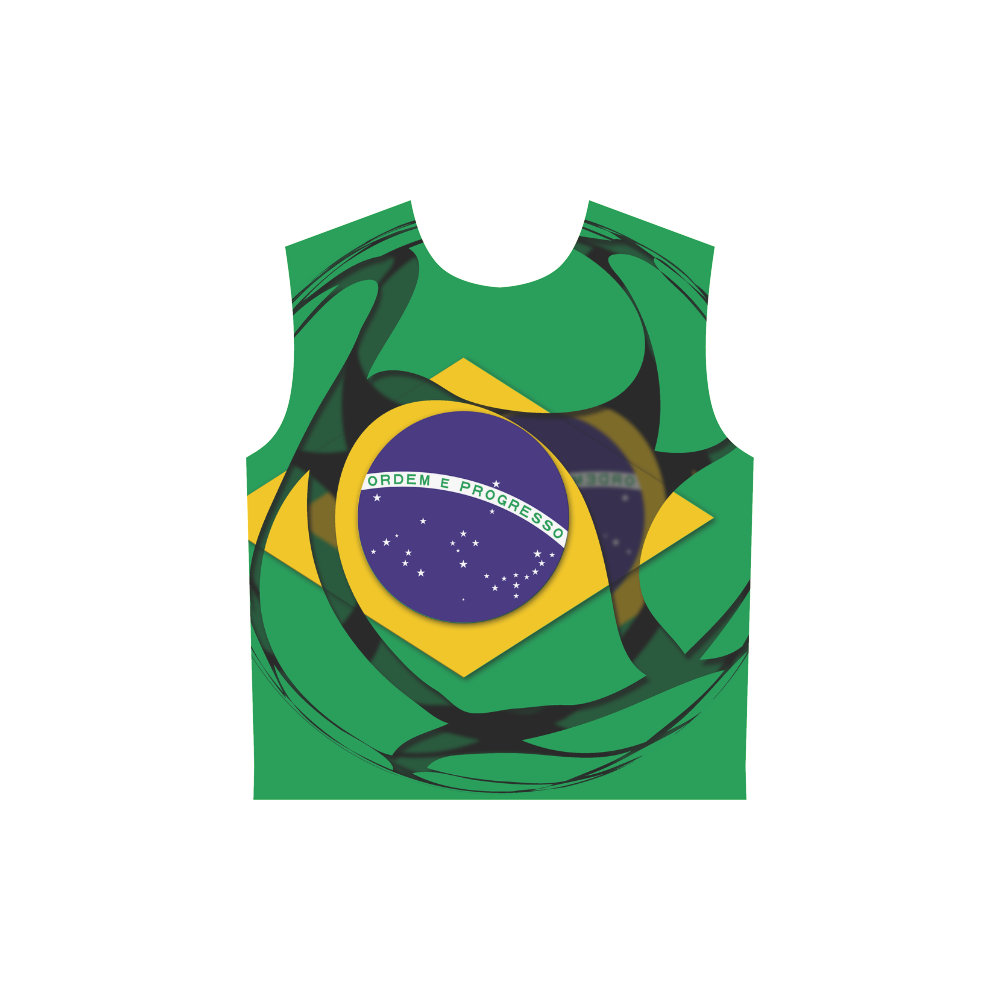 The Flag of Brazil All Over Print Sleeveless Hoodie for Women (Model H15)