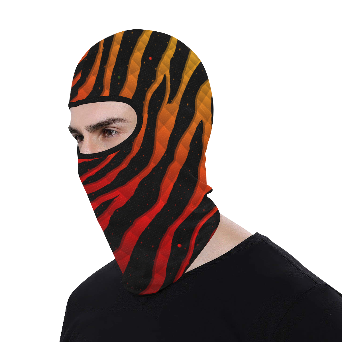 Ripped SpaceTime Stripes - Black/Red/Gold All Over Print Balaclava