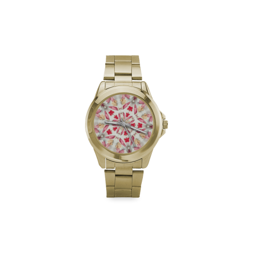 Love and Romance Gingham and Heart Shapped Cookies Custom Gilt Watch(Model 101)