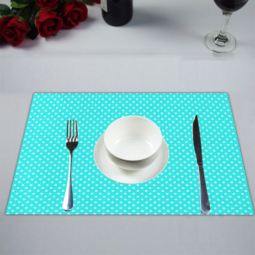Baby blue polka dots Placemat 14’’ x 19’’ (Set of 2)