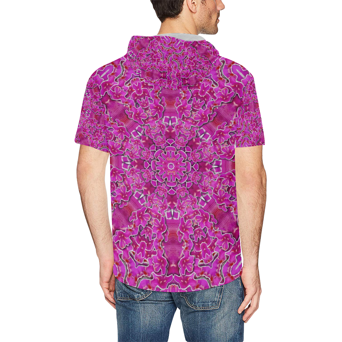 flowering and blooming to bring happiness All Over Print Short Sleeve Hoodie for Men (Model H32)