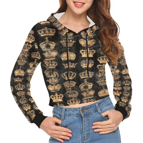 Royal Krone by Artdream All Over Print Crop Hoodie for Women (Model H22)