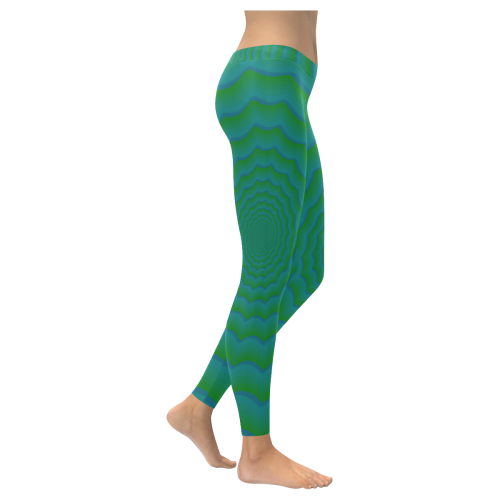 Green vortex Women's Low Rise Leggings (Invisible Stitch) (Model L05)