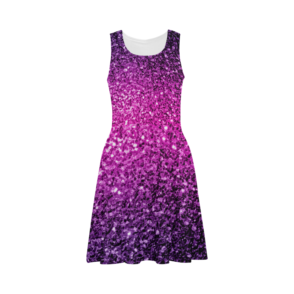 Beautiful Purple Pink Ombre glitter sparkles Atalanta Sundress (Model D04)