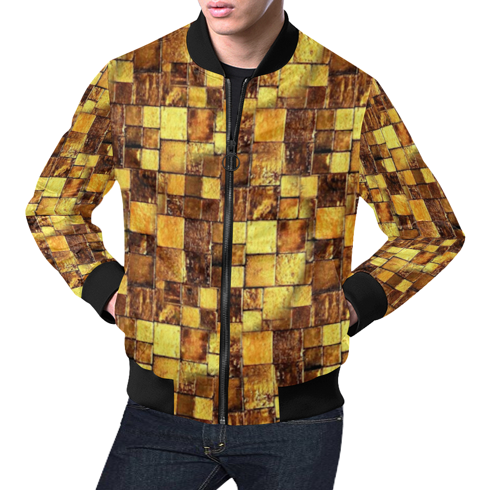 gold All Over Print Bomber Jacket for Men (Model H19)