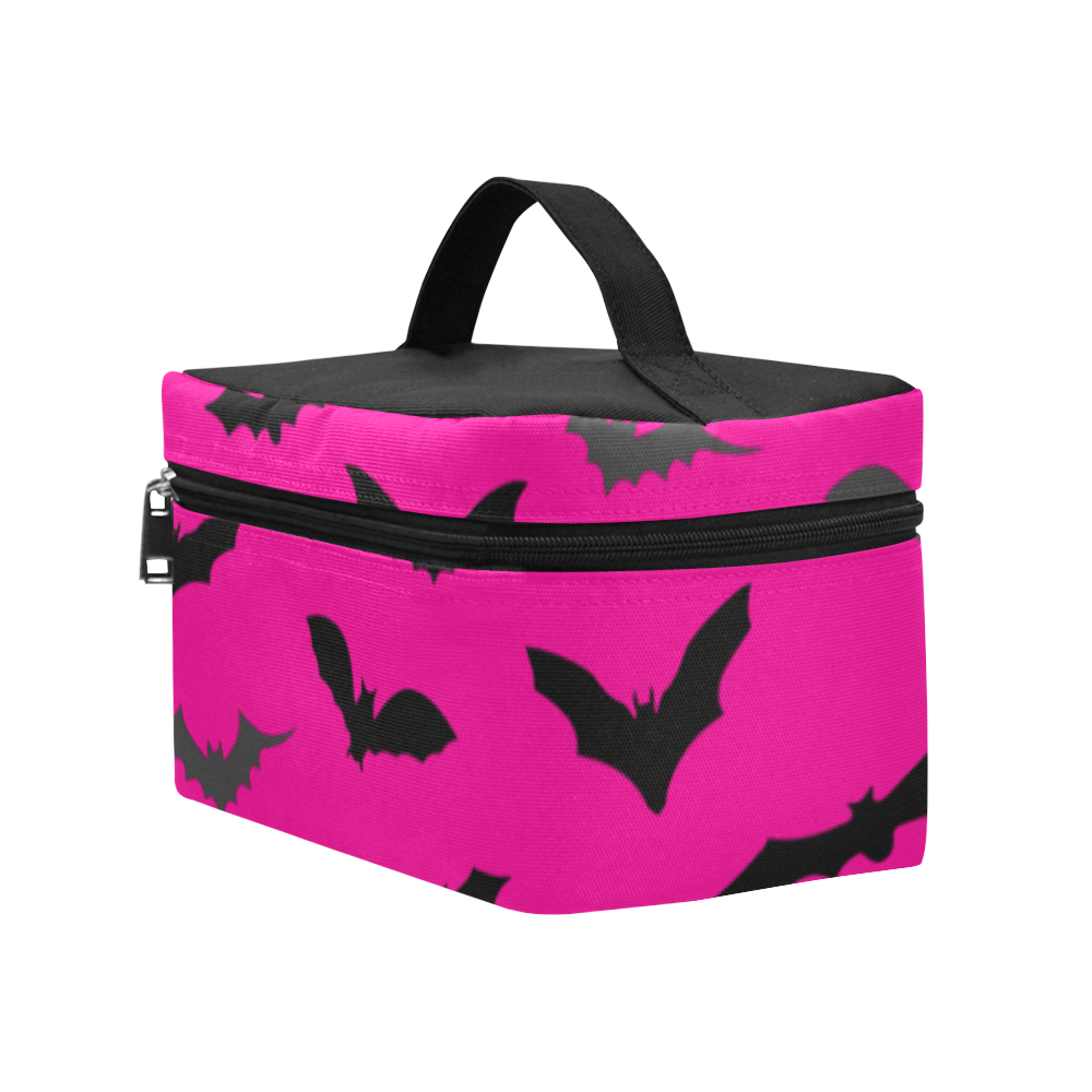 Bats HALLOWEEN Pattern PINK Cosmetic Bag/Large (Model 1658)