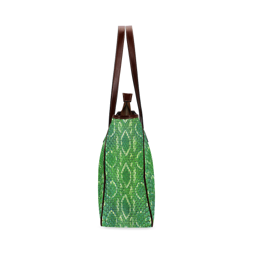 SNAKE LEATHER 5 GREEN Classic Tote Bag (Model 1644)