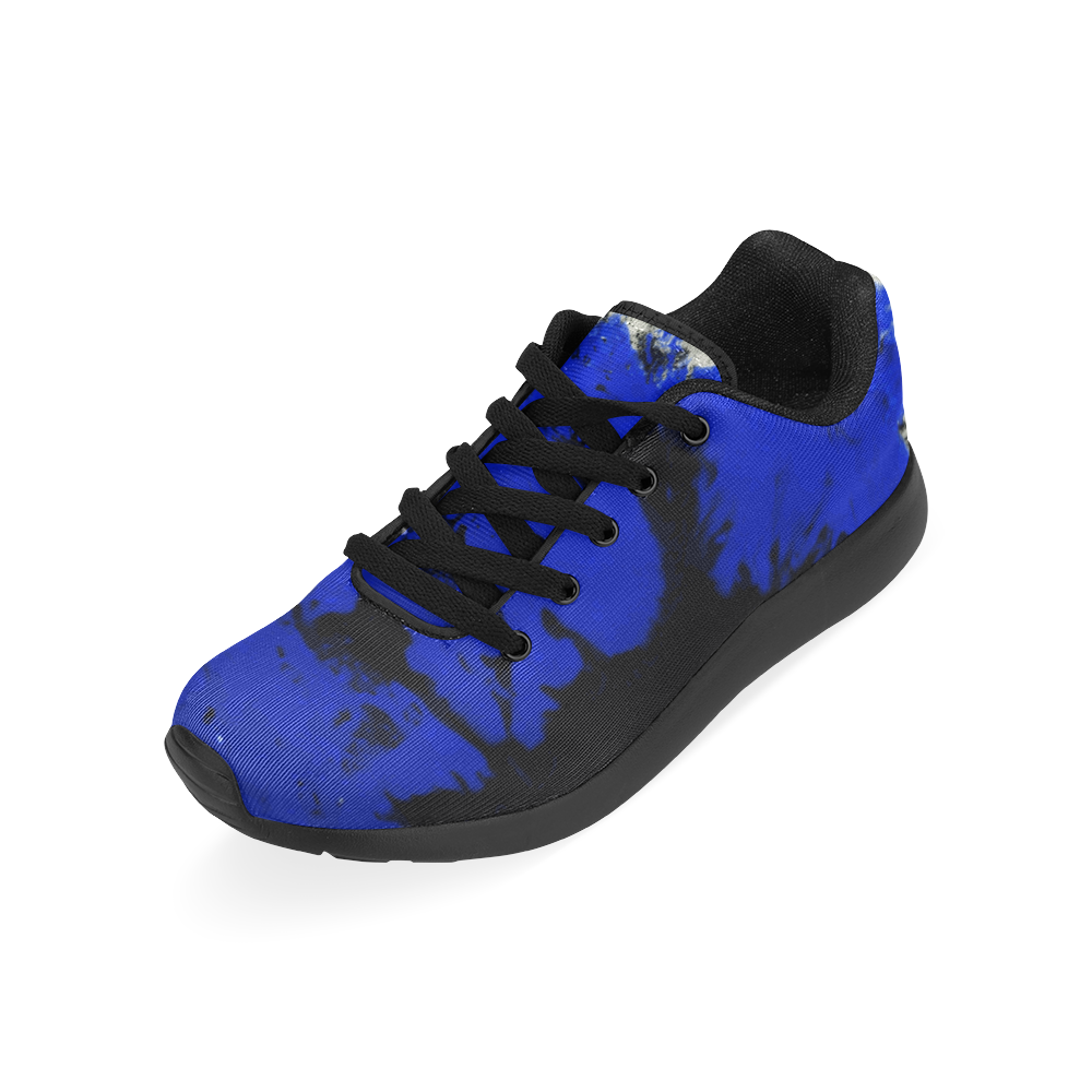 Luminous Gore (blue) - blue silver black abstract splash Kid's Running Shoes (Model 020)