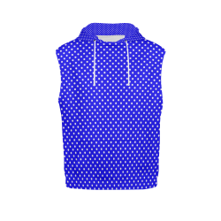 Blue polka dots All Over Print Sleeveless Hoodie for Women (Model H15)