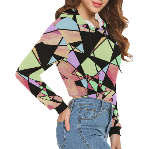 Geometric shapes All Over Print Crop Hoodie for Women (Model H22)