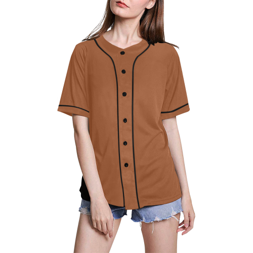 color sienna All Over Print Baseball Jersey for Women (Model T50)