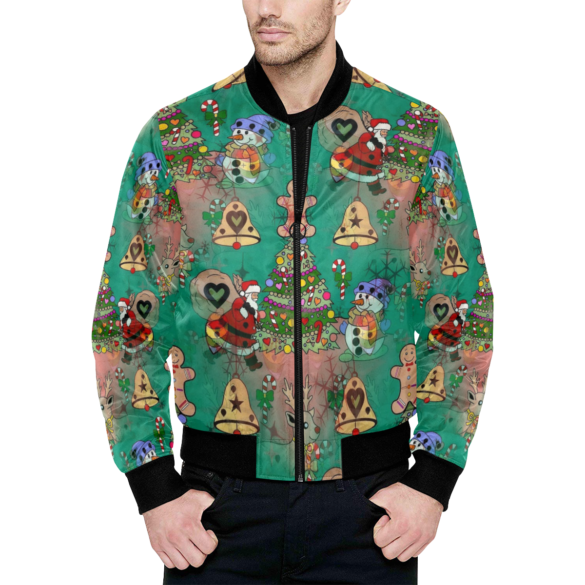 Christmas  Popart by Nico Bielow All Over Print Quilted Bomber Jacket for Men (Model H33)