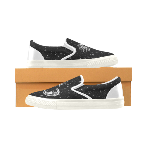 Mystic  Moon and Sun Men's Slip-on Canvas Shoes (Model 019)
