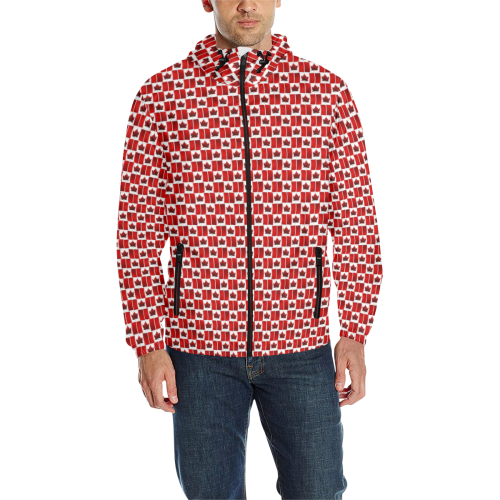 Canadian Flag Jackets All Over Print Quilted Windbreaker for Men (Model H35)