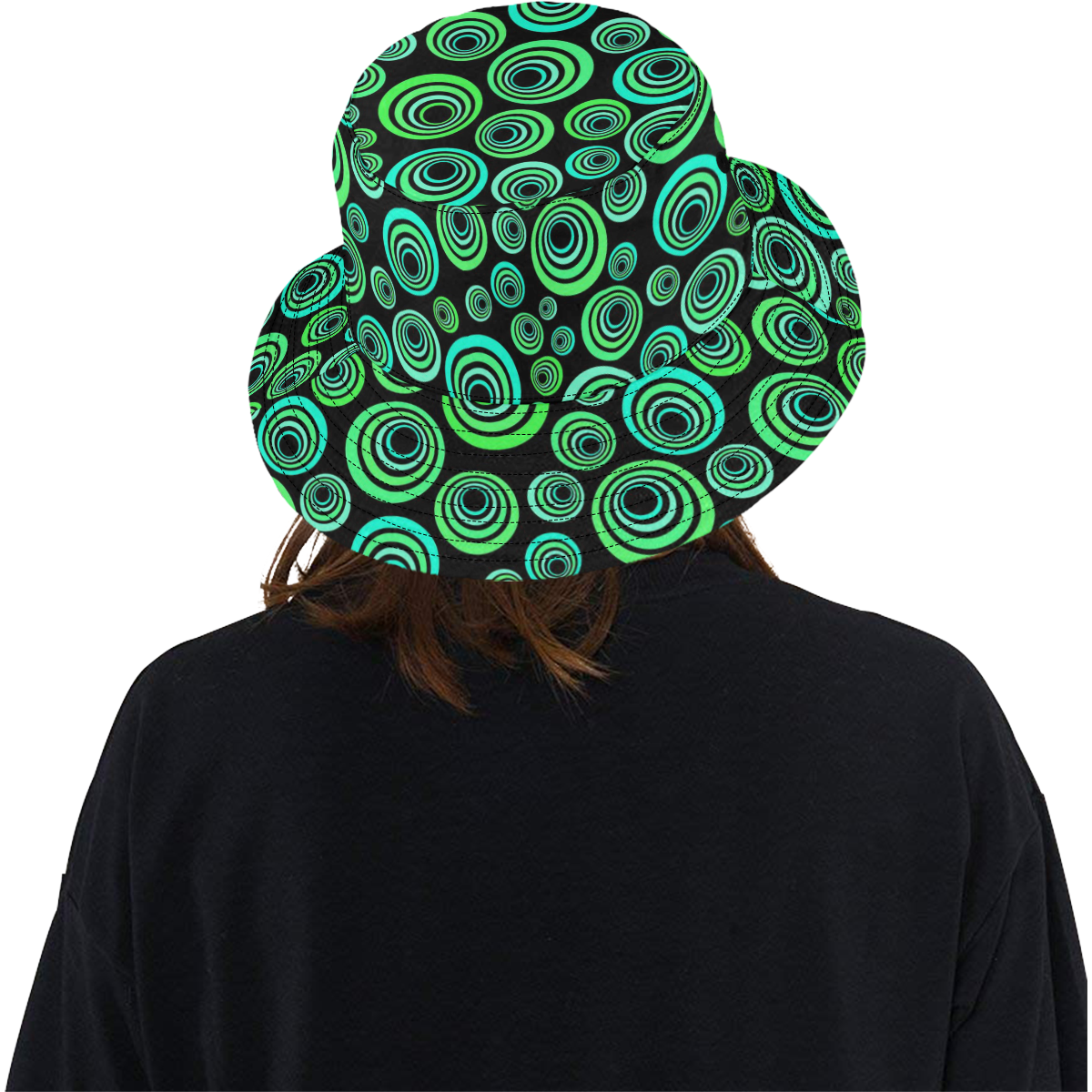 Crazy Fun Neon Blue & Green retro pattern All Over Print Bucket Hat