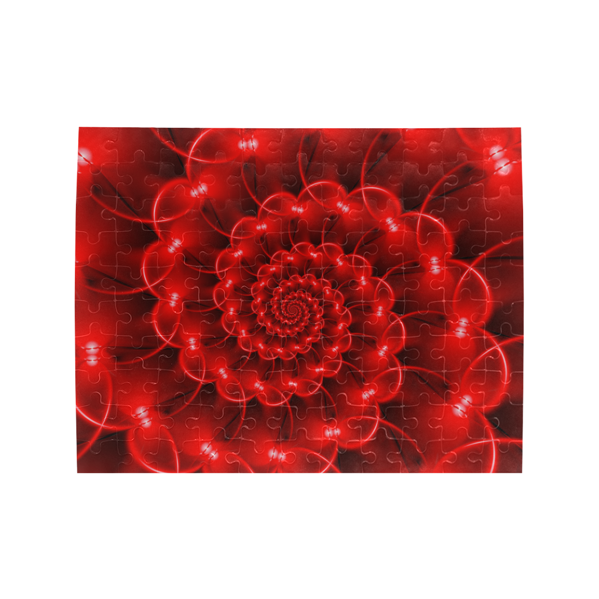 Red Spiral Fractal Puzzle Rectangle Jigsaw Puzzle (Set of 110 Pieces)