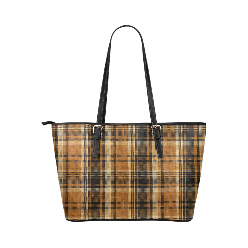 TARTAN DESIGN Leather Tote Bag/Large (Model 1651)