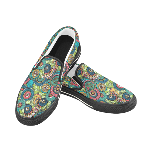 Mandala Pattern Women's Unusual Slip-on Canvas Shoes (Model 019)