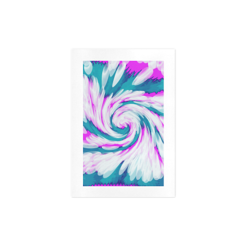 Turquoise Pink Tie Dye Swirl Abstract Art Print 7‘’x10‘’