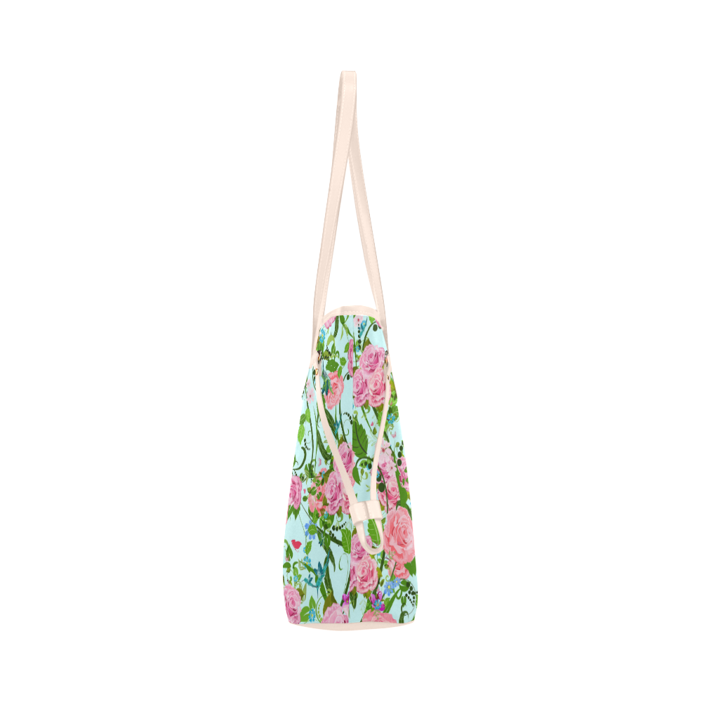 Pink flower pattern Clover Canvas Tote Bag (Model 1661)