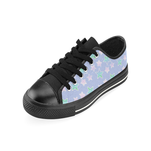 Cute Rainbow lilac purple Pastel tint colors little Stars star sky pattern design Low Top Canvas Shoes for Kid (Model 018)