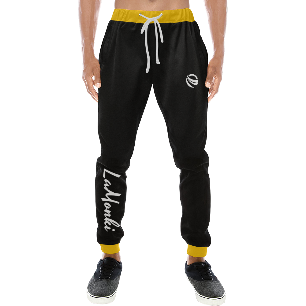 LaMonki black/ yellow (front) Men's All Over Print Sweatpants (Model L11)