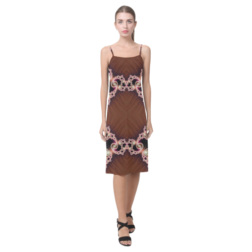 Copper and Pink Hearts Lace Fractal Abstract Alcestis Slip Dress (Model D05)