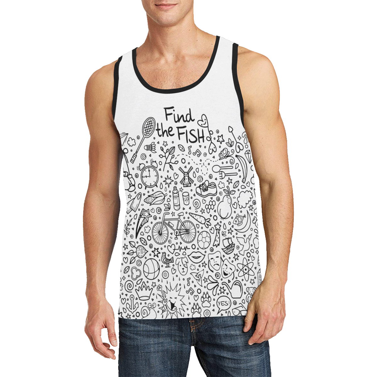 Picture Search Riddle - Find The Fish 1 Men's All Over Print Tank Top (Model T57)