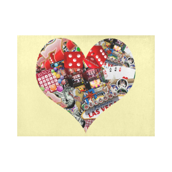 Heart Playing Card Shape - Las Vegas Icons  on Yellow Placemat 14’’ x 19’’