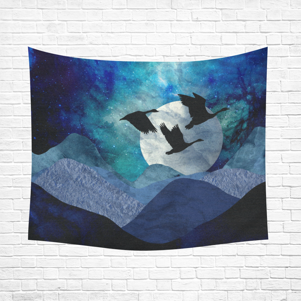 Night In The Mountains Cotton Linen Wall Tapestry 60"x 51"