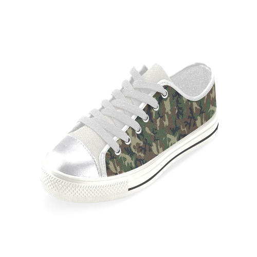 Woodland Forest Green Camouflage Women's Classic Canvas Shoes (Model 018)
