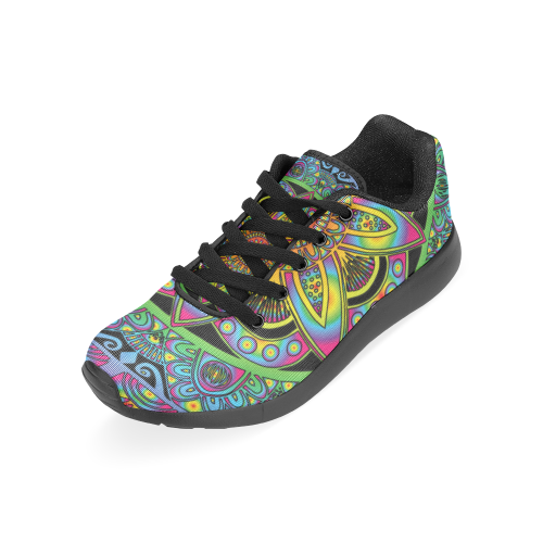 mandala 4 black rainbow ladies runners Women’s Running Shoes (Model 020)