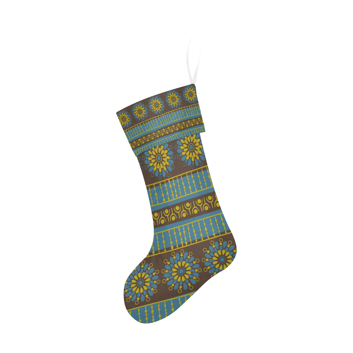 Ethnic BohemianTeal, Brown, and Green Christmas Stocking