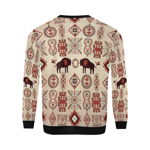 American Native Buffalo All Over Print Crewneck Sweatshirt for Men/Large (Model H18)