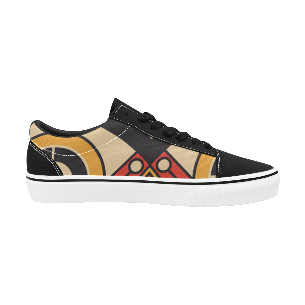 Geo Aztec Bull Tribal Men's Low Top Skateboarding Shoes (Model E001-2)