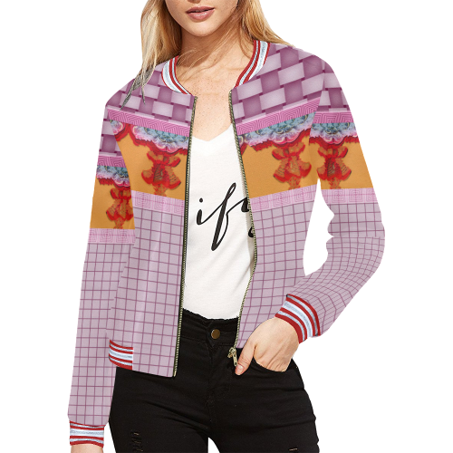 Annabellerockz-stripes-bomber-jacket-pattern All Over Print Bomber Jacket for Women (Model H21)