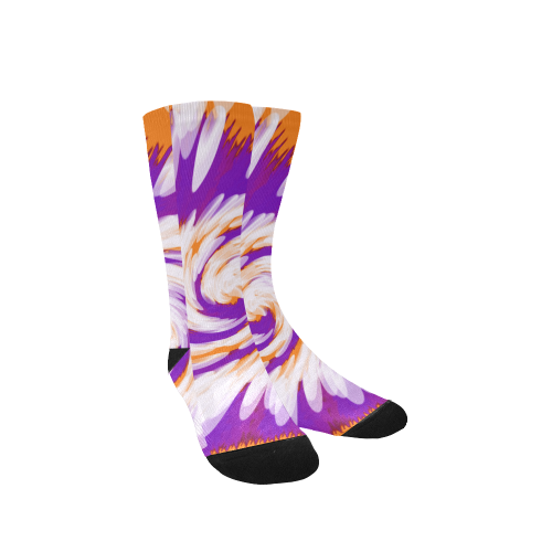 Purple Orange Tie Dye Swirl Abstract Women's Custom Socks