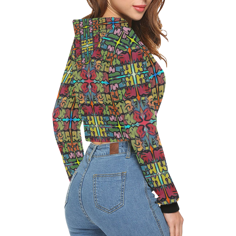 graffitero-18-tapiz All Over Print Crop Hoodie for Women (Model H22)