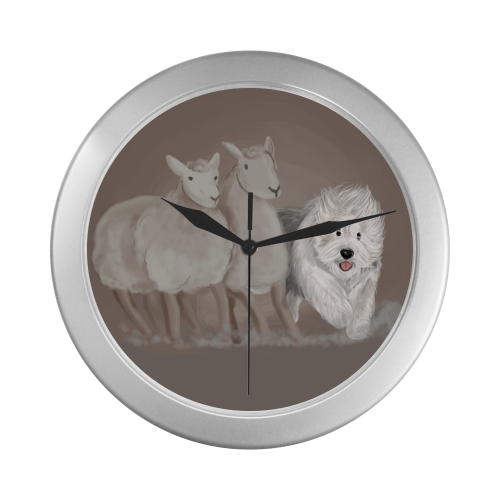 sheepdog-herding Silver Color Wall Clock
