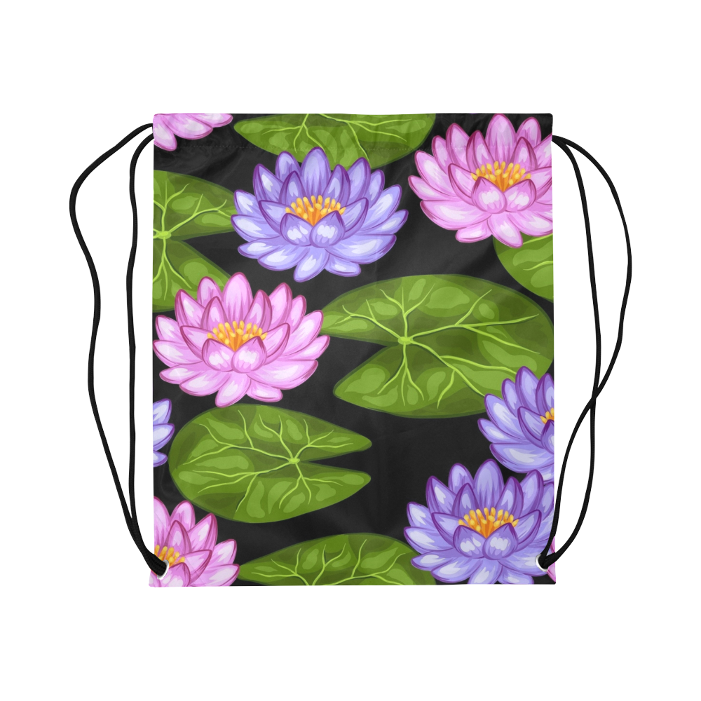 Lotus Flowers Large Drawstring Bag Model 1604 (Twin Sides)  16.5"(W) * 19.3"(H)