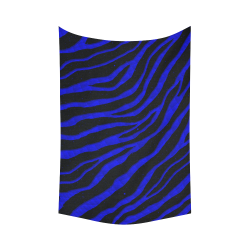 Ripped SpaceTime Stripes - Blue Cotton Linen Wall Tapestry 60"x 90"