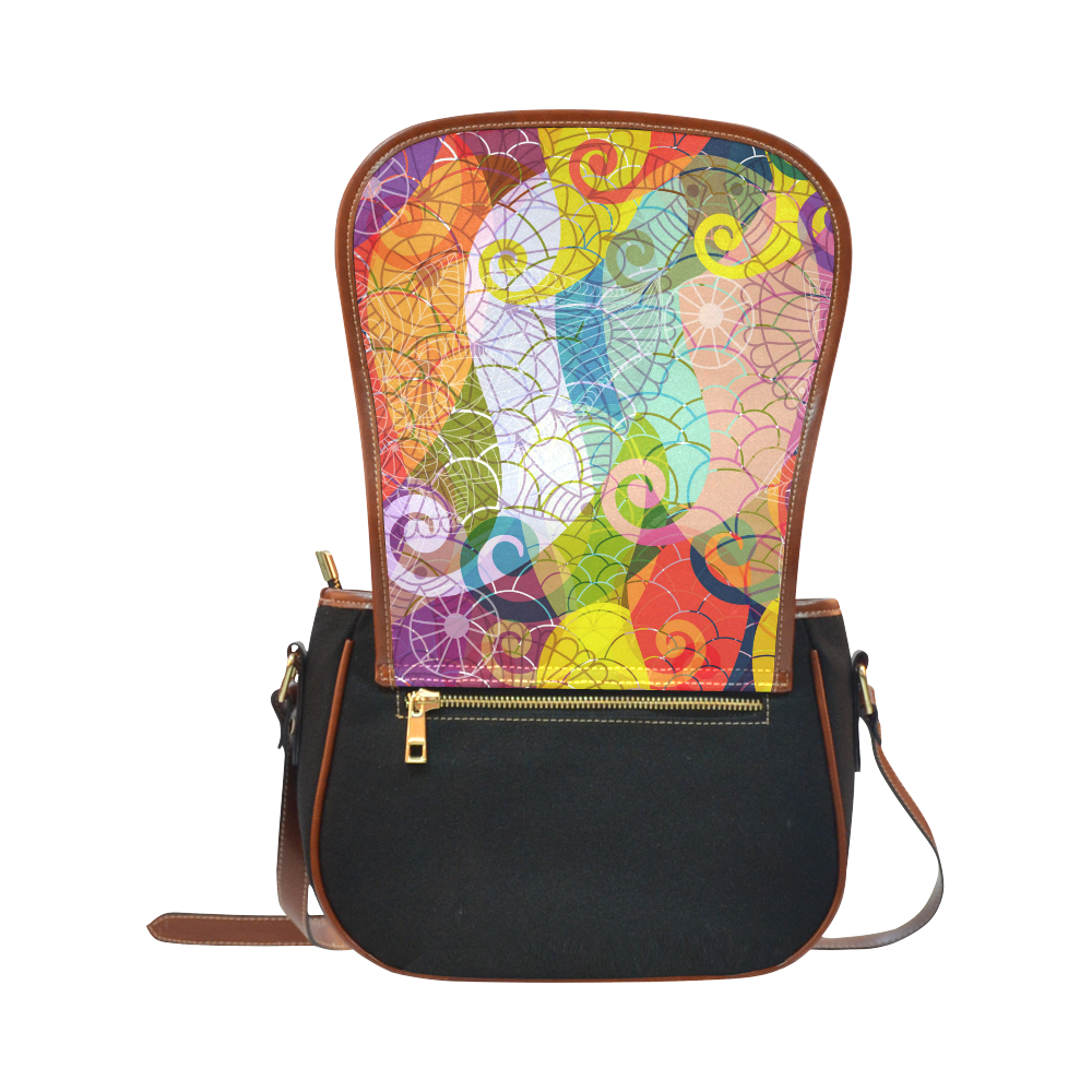 Colorful Translucent Pattern Saddle Bag/Small (Model 1649)(Flap Customization)