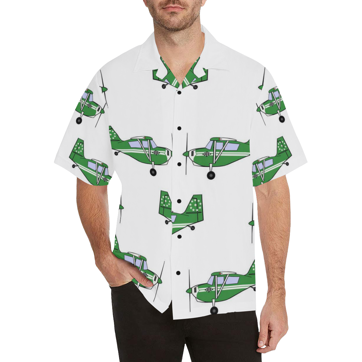 Citabria Green Hawaiian Shirt (Model T58)