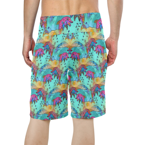 Dolphin Popart by Nico Bielow Men's All Over Print Board Shorts (Model L16)