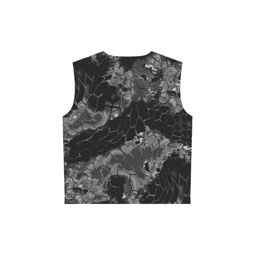 night dragon reptile scales pattern camouflage in dark gray and black All Over Print Sleeveless Hoodie for Women (Model H15)